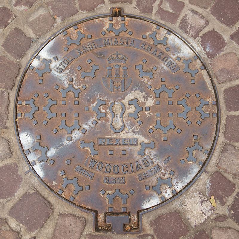 Waterworks of the Royal Capital City of Kraków! I just thought this looked cooler than the manhole covers to the NYC sewer.