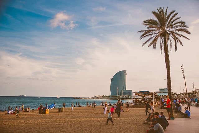The beach in Barceloneta. Not a lot of people in the water…