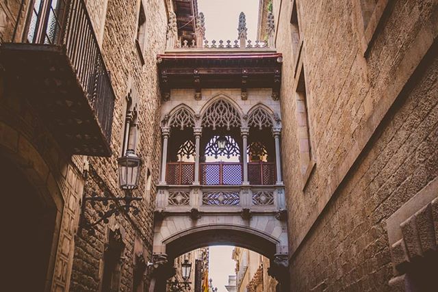Pont del Bisbe, the prettiest little bridge in the Gothic Quarter connecting…